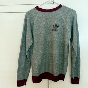Adidas Men's Crewneck Sweater in Gray and Burgundy